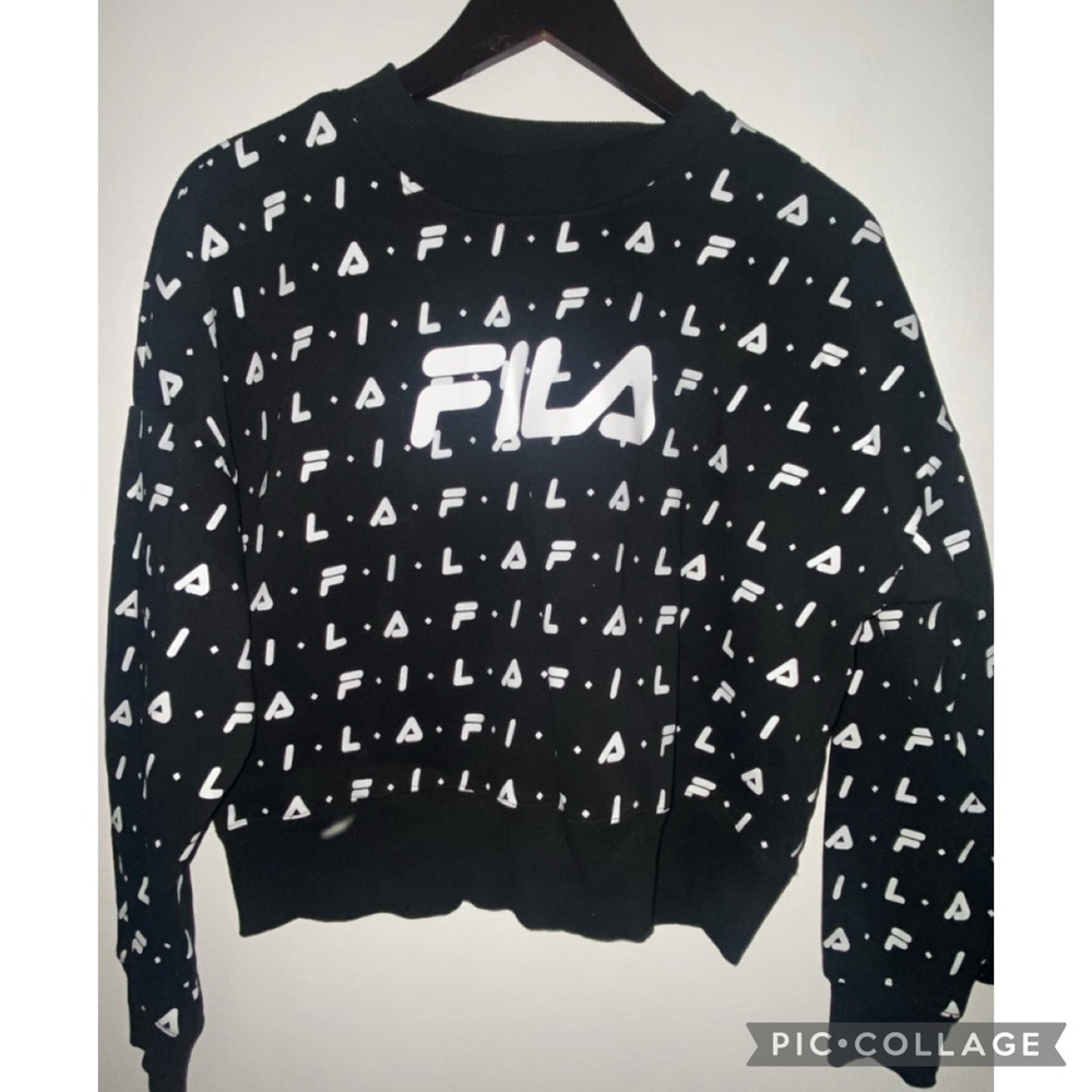 Fila Women's Black and White Patterned Sweatshirt